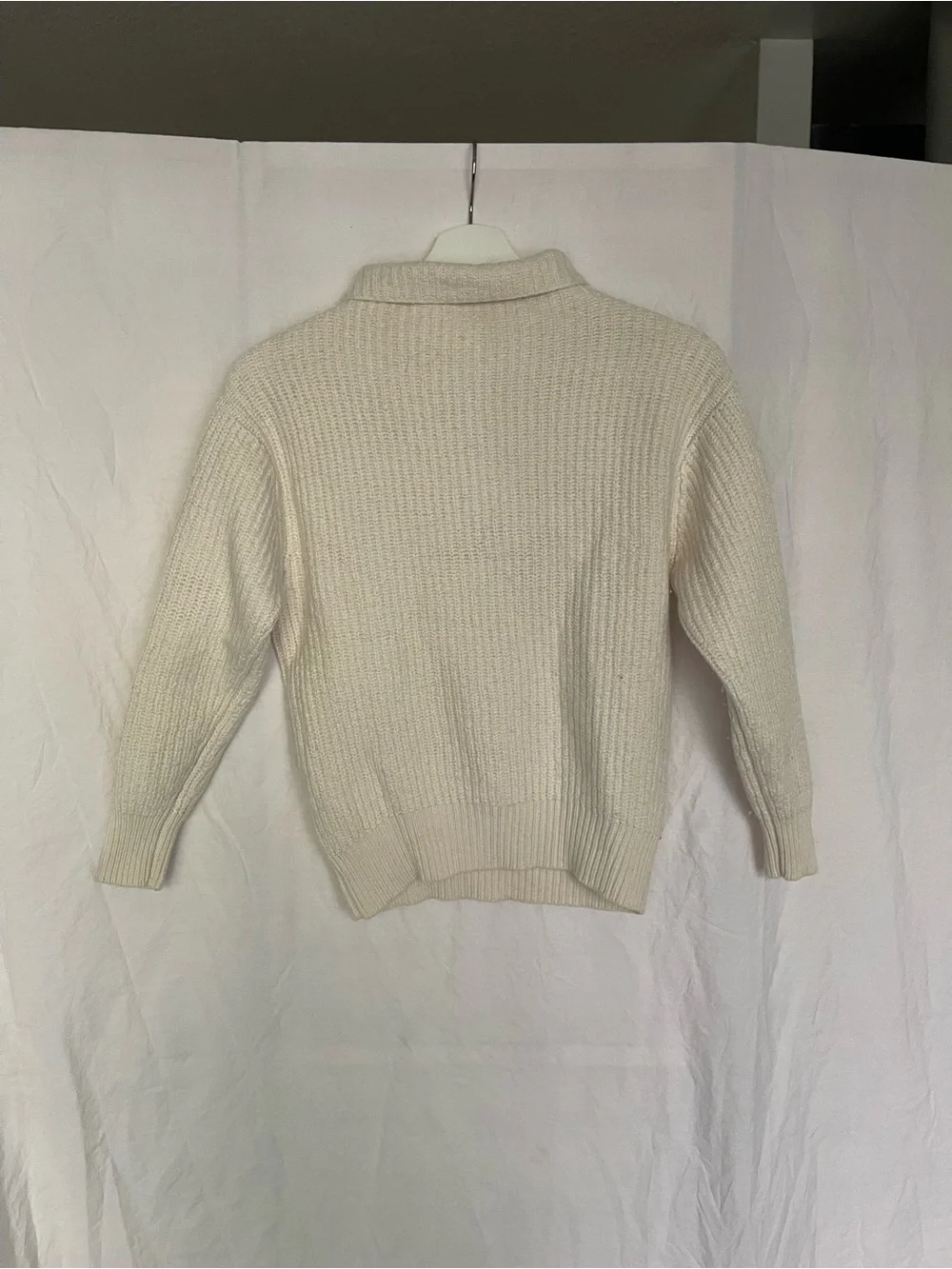 Wilfred Merino Wool Ribbed Mock Neck Sweater Cream Size XS minimalist luxury
